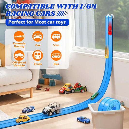 Lemostaar suction cups secure the track firmly for stable play on tiles, glass, and bathtubs.