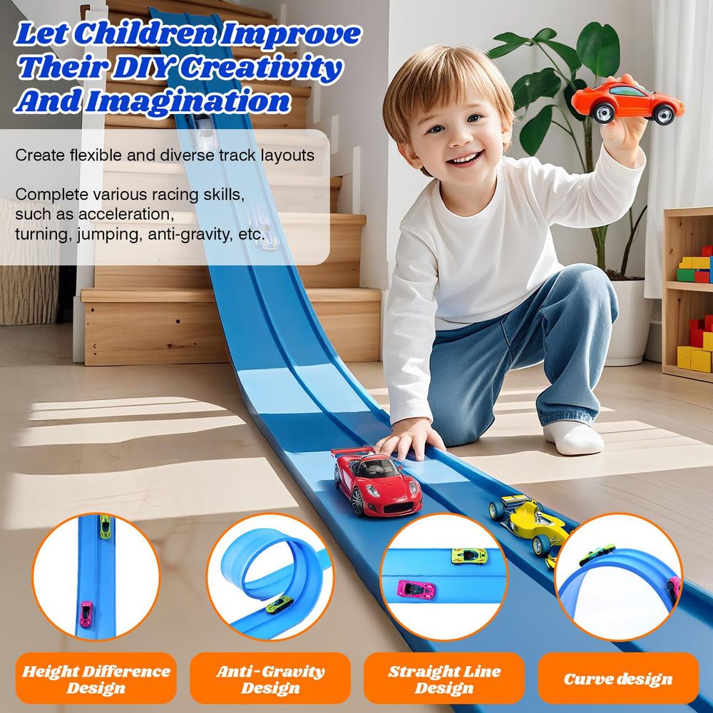 Lemostaar portable track rolls up quickly for compact storage after play.