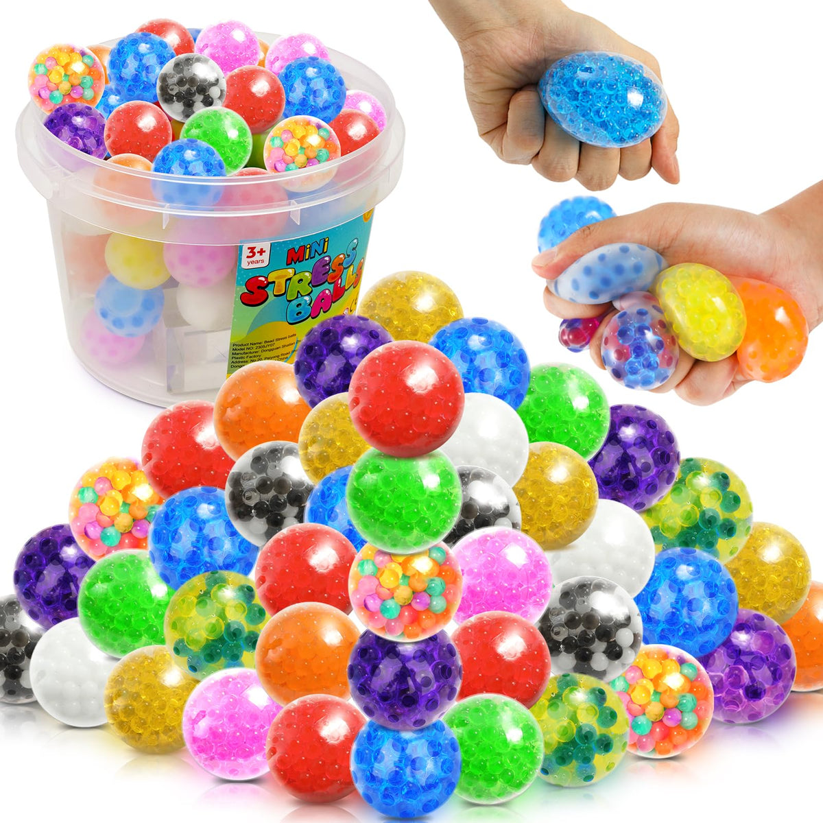 Lemostaar 72-pack squishy stress balls in bright colors for focus and calm use.