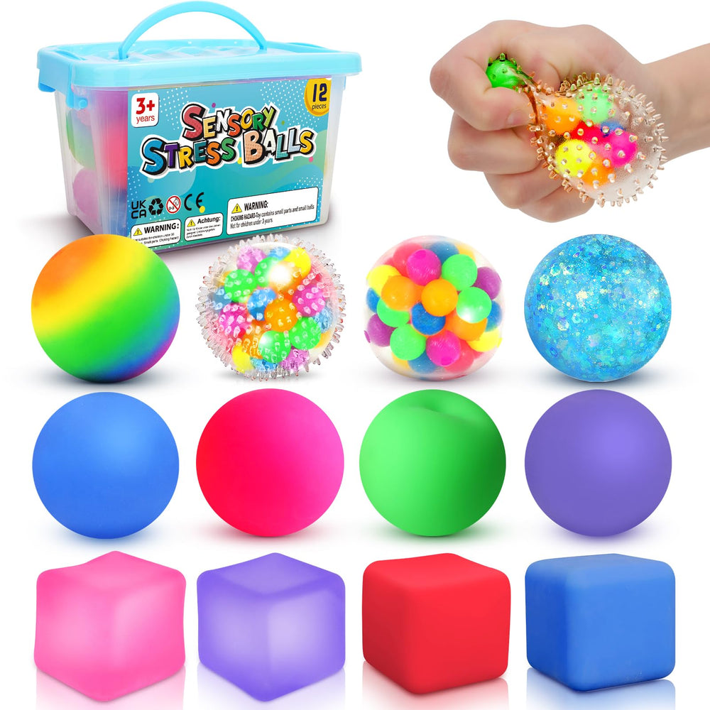 Lemostaar stress balls 12-pack colorful in hand for calm sensory relief