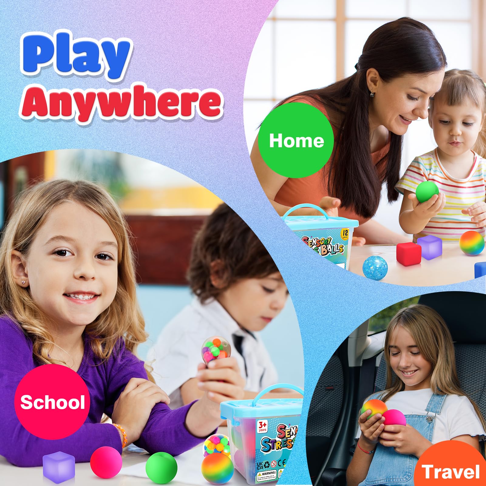 Lemostaar 12-pack stress balls with colorful textures for sensory play