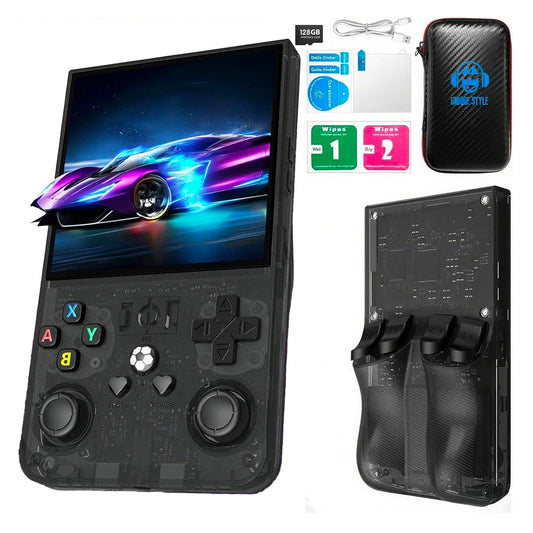 LENEFU R36MAX front view highlighting portable retro handheld design for travel gaming.