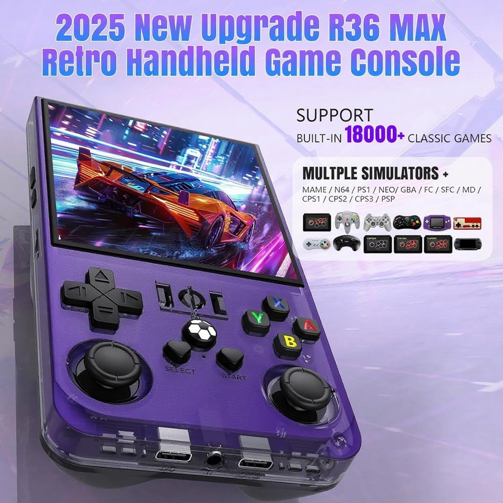 LENEFU R36MAX IPS display delivers crisp 720x720 visuals.