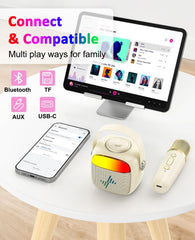 LENRUE karaoke machine features a silicone handle for easy transport between rooms.