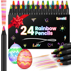 Lenski Rainbow Pencils, 24-color set, ideal for vibrant sketches and smooth color blending.