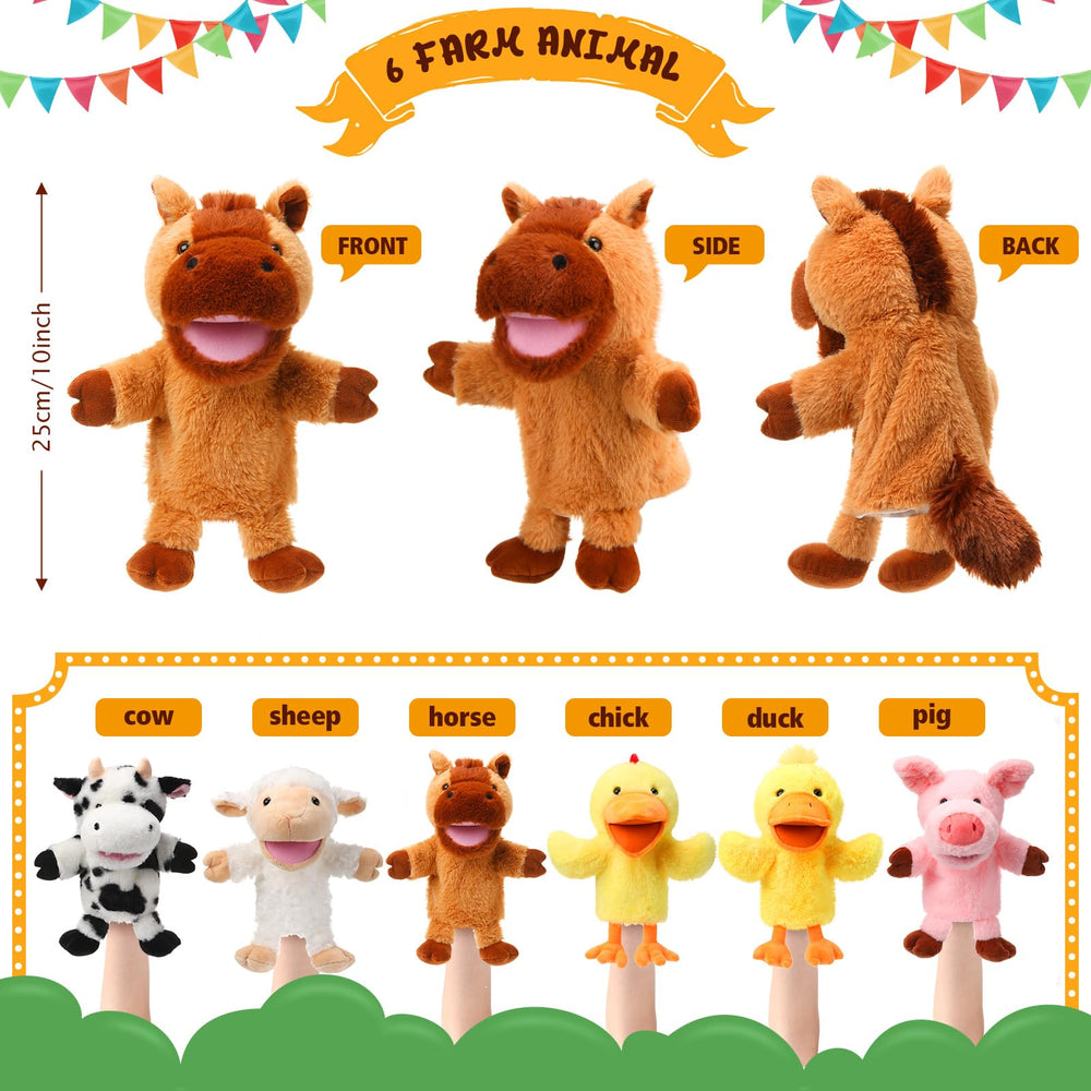Lenwen sheep hand puppet with open mouth sparks playful farm stories.