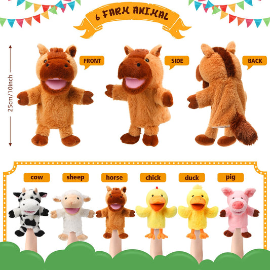 Lenwen sheep hand puppet with open mouth sparks playful farm stories.