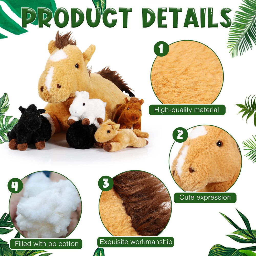 Lenwen baby horse plush figures, four poses for creative tea parties and pretend play