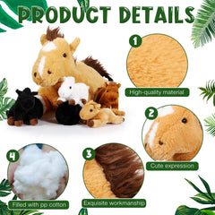 Lenwen baby horse plush figures, four poses for creative tea parties and pretend play
