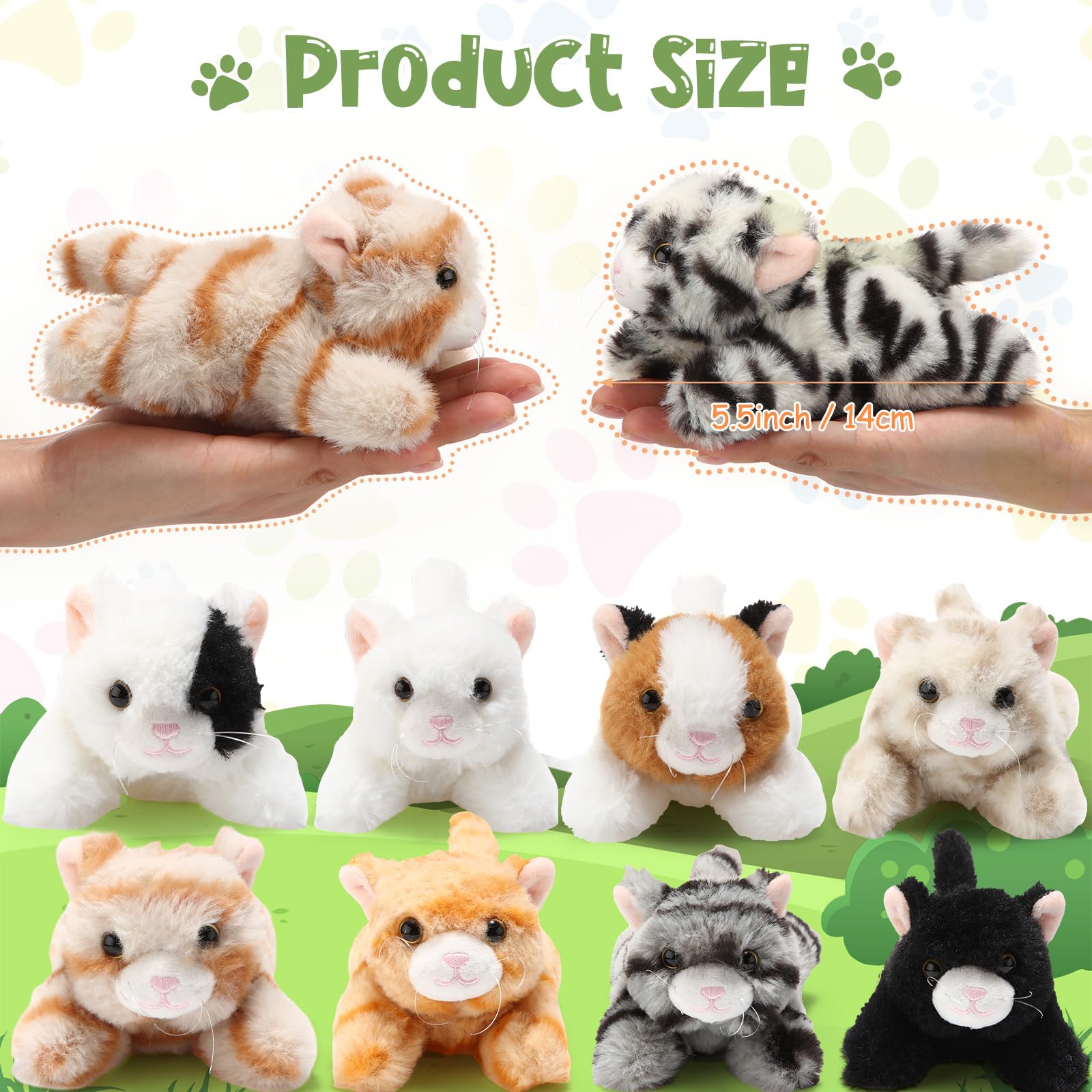 Lenwen small cat plush in 5.5-inch size for hug-friendly play.