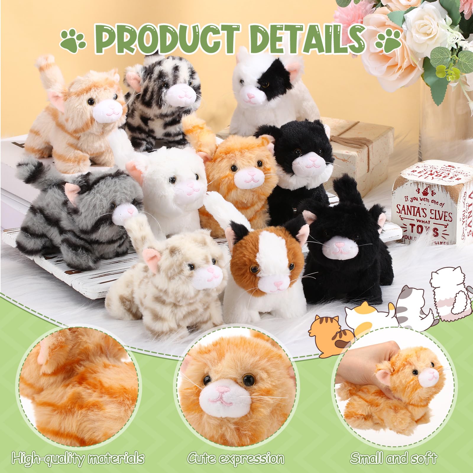 Lenwen kitten plush around 12–14 cm tall, easy to hold.