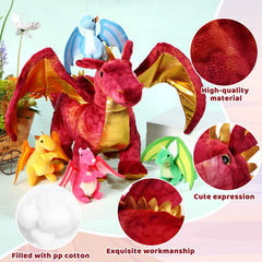 Lenwen dragon plush soft fabric close-up invites hugging and comfort.