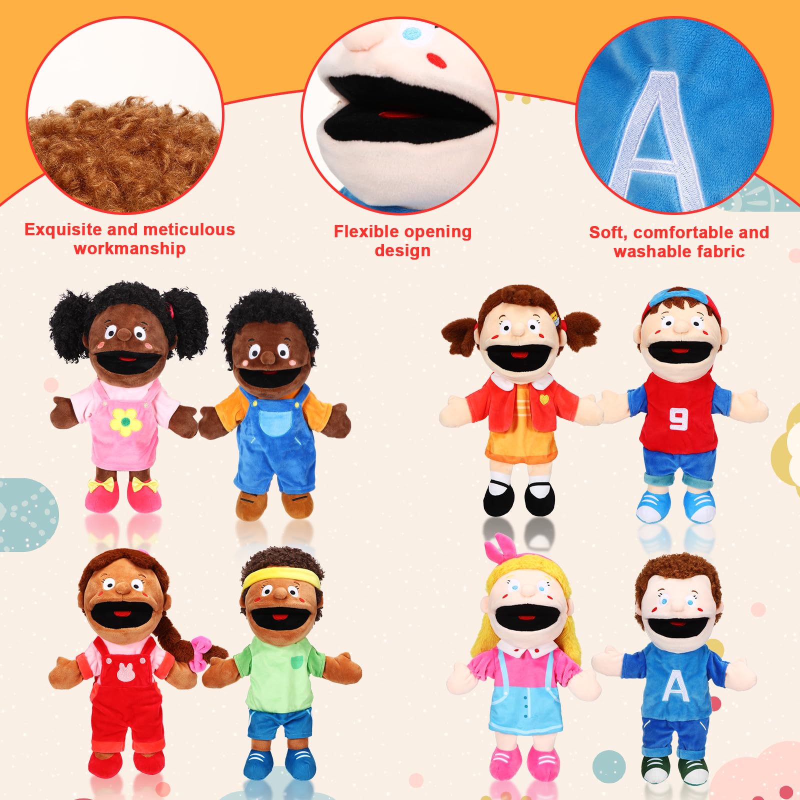 Lenwen girl puppet with black skin encourages diverse storytelling in class or home