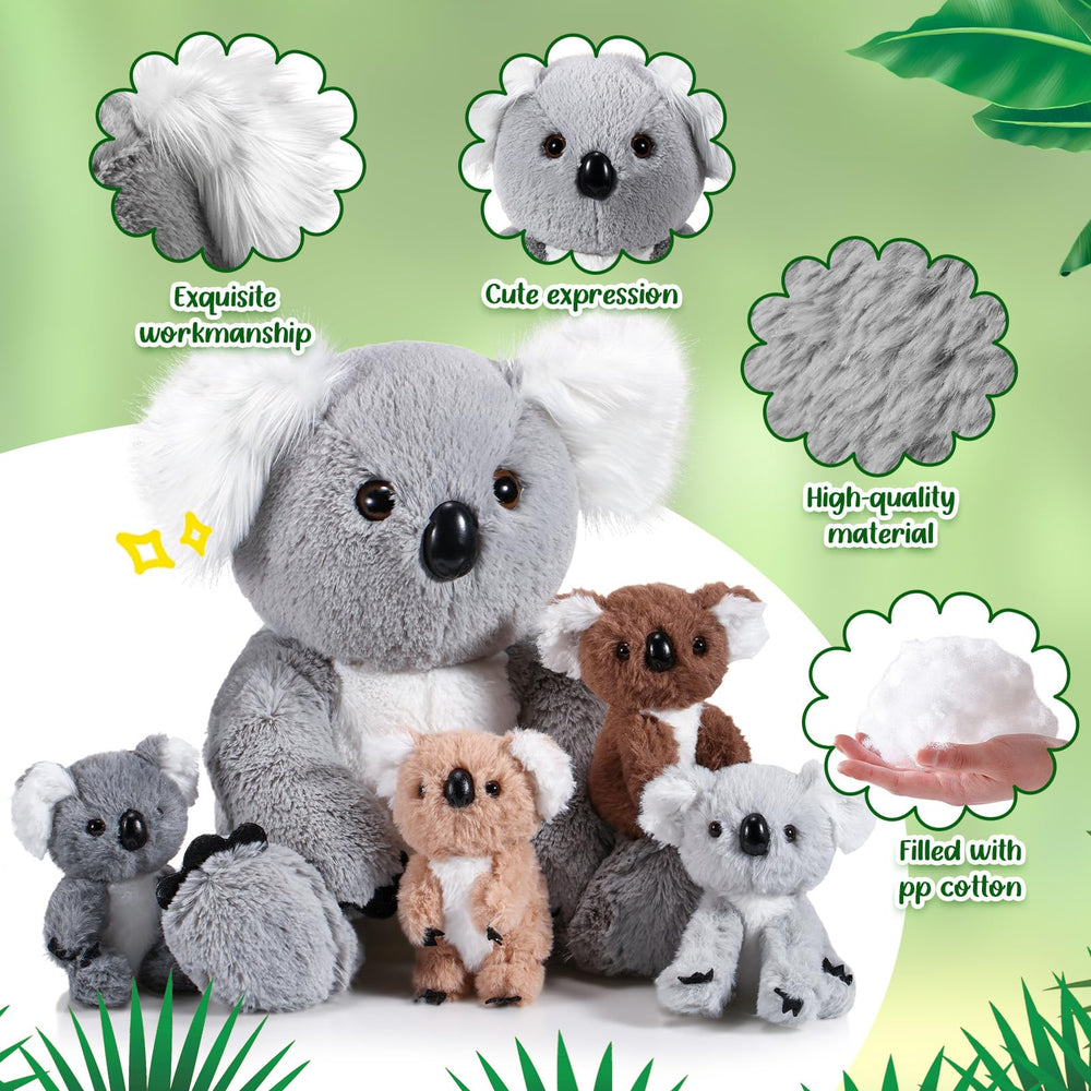 Lenwen koala zipper tummy detail with playful hatch design.
