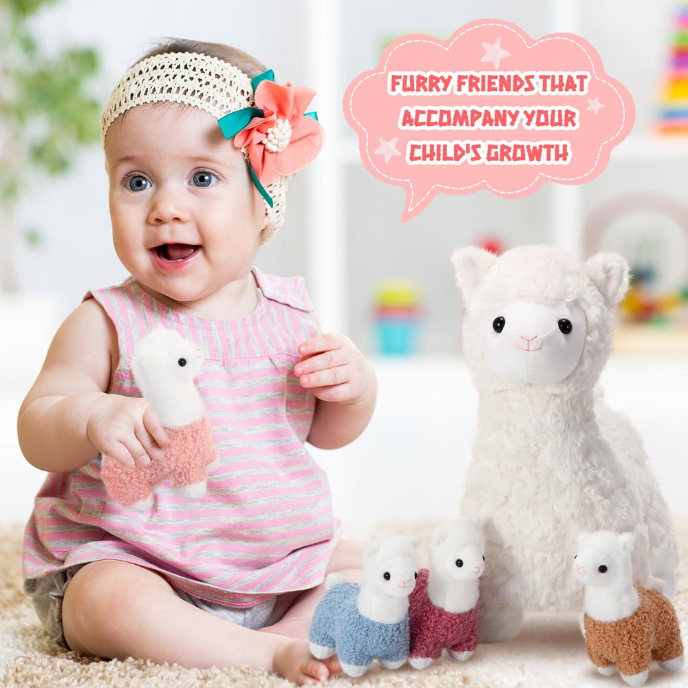 Lenwen llama playset on display, cozy decor for shelves or desks.