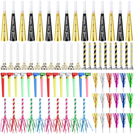 Lenwen gold horn noisemaker for New Year celebrations and photos.