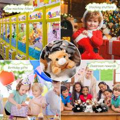 Lenwen stuffed cats serve as party favors, centerpieces, and prizes.