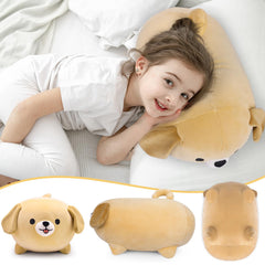 Leokawin dog plush pillow 15in, side view, soft hug for relaxing naps.