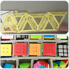 LeoTube case with Velcro compartments adapting to cube sizes during transport