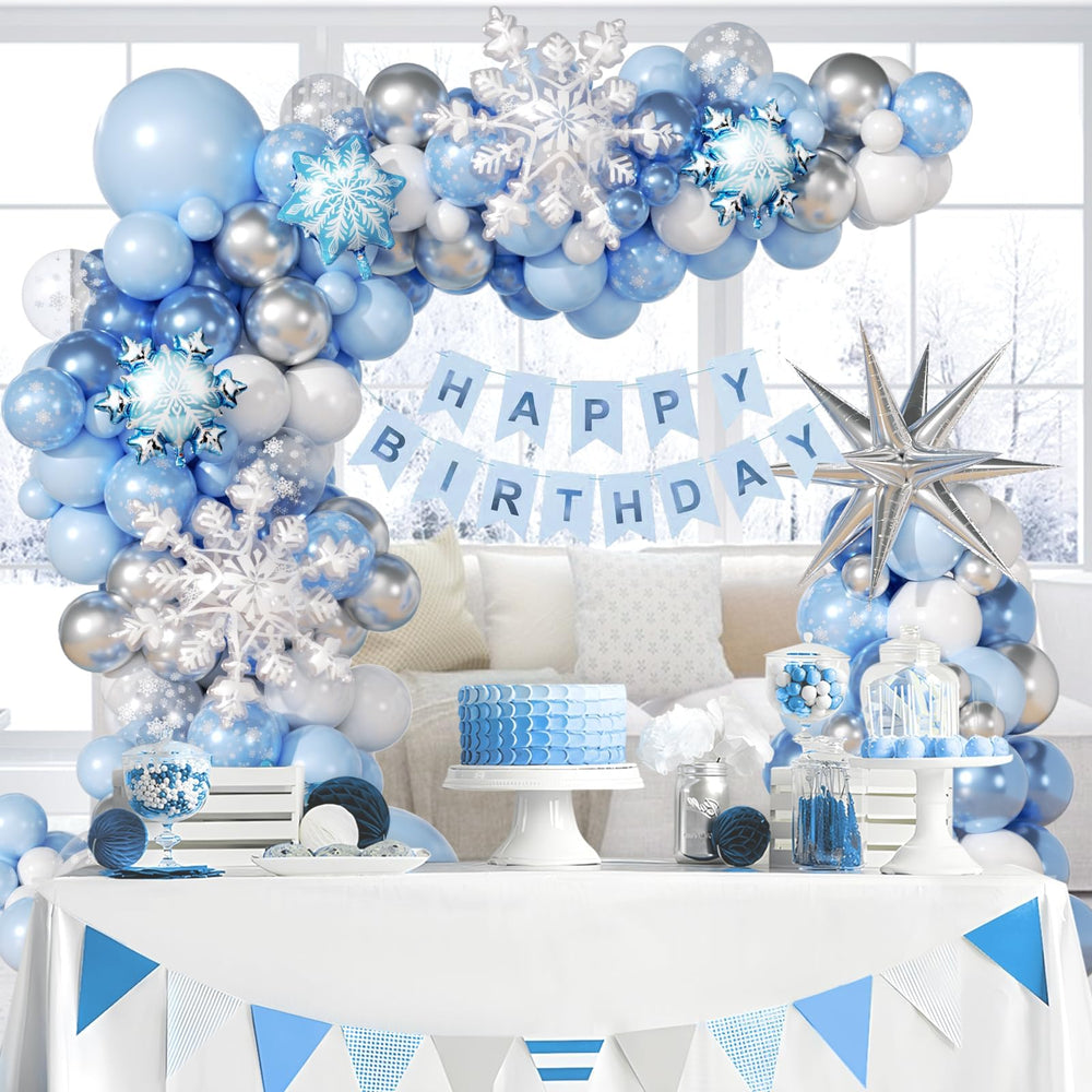 Leraqertra Snowflake Balloon Arch Kit glue dots help fill gaps for fuller arches.