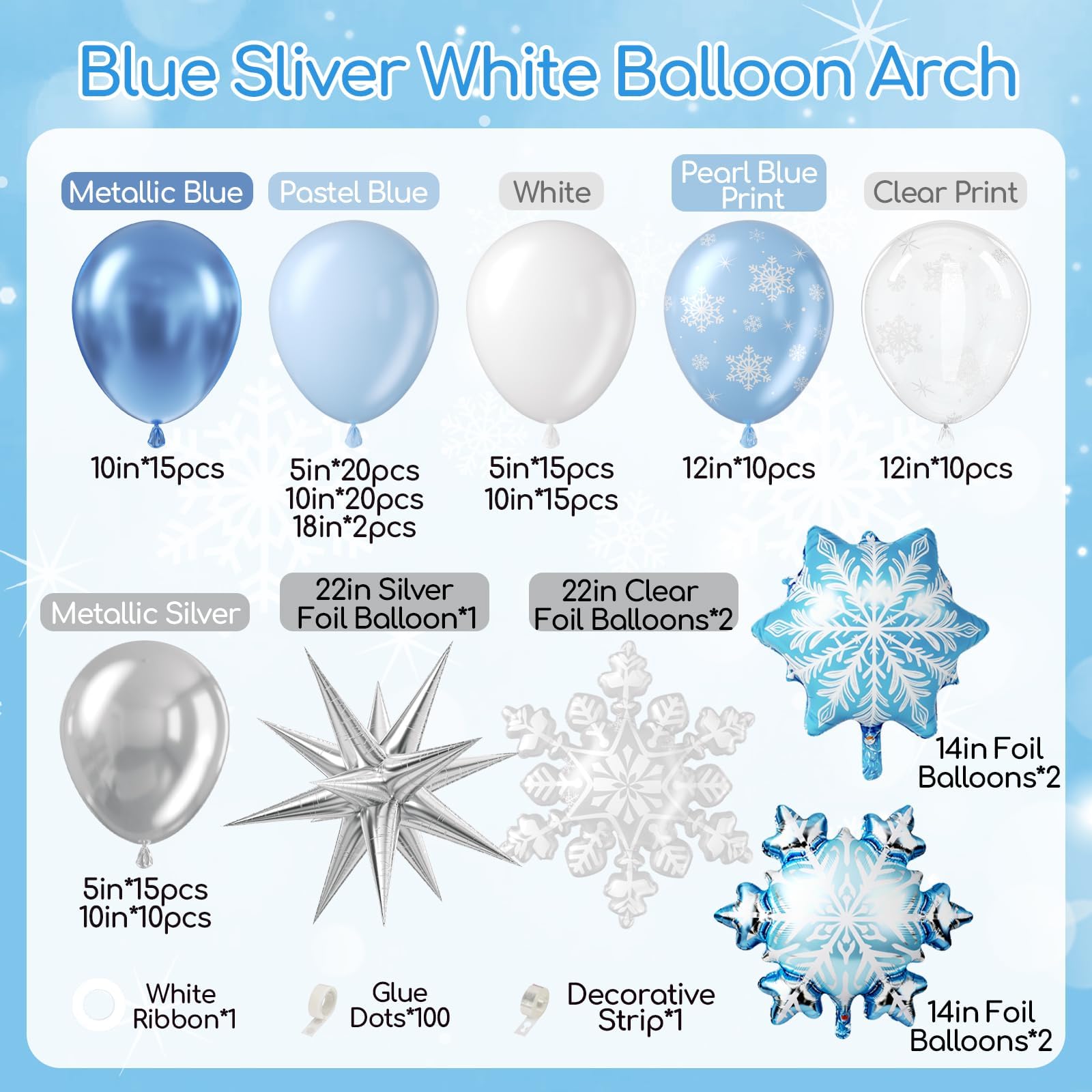 Leraqertra Snowflake Balloon Arch Kit silver balloons sparkle for festive celebrations.