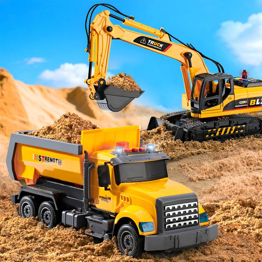 LerBao excavator digging arm enables accurate scooping during pretend jobsite play.