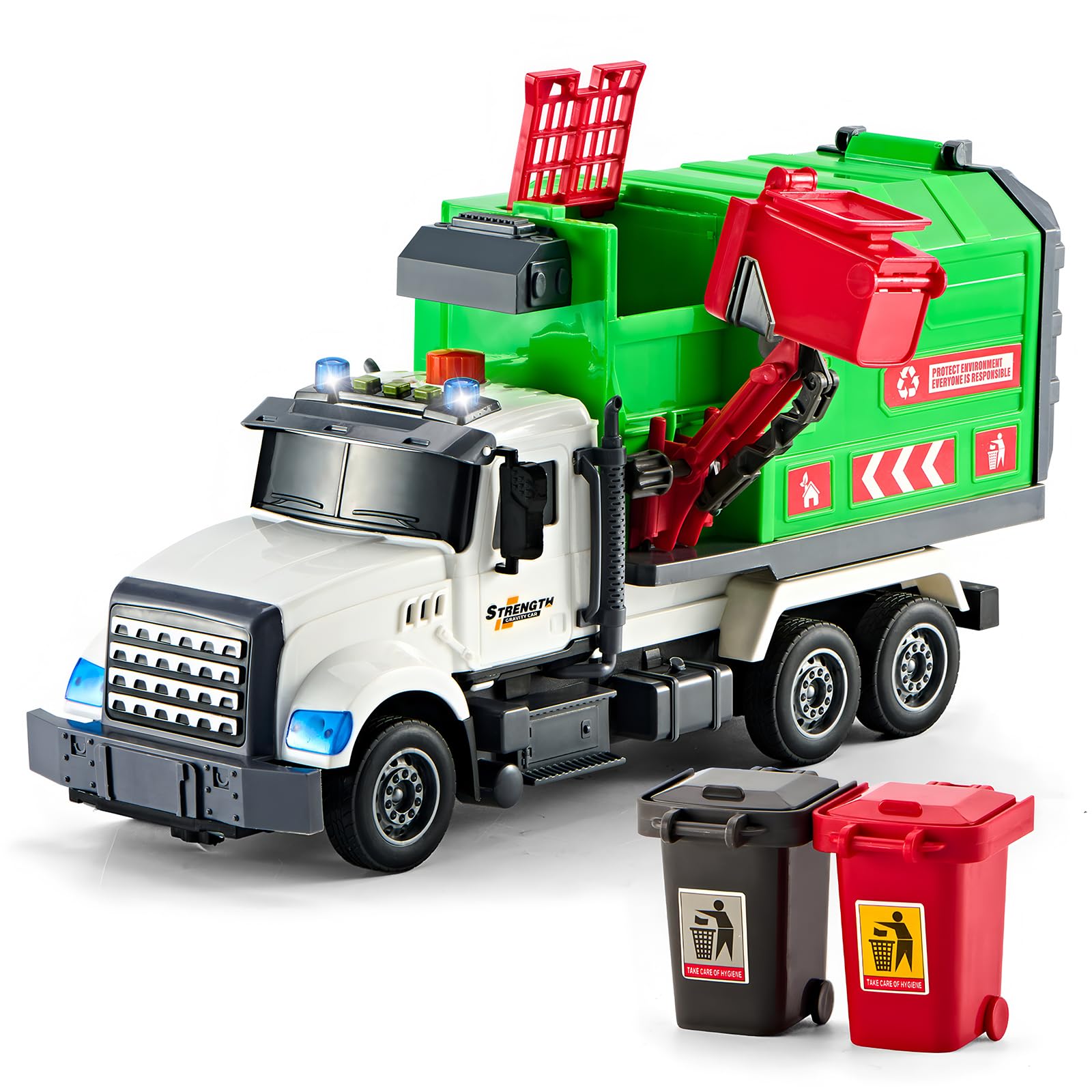 LerBao large garbage truck toy front cab lights and sounds for immersive play