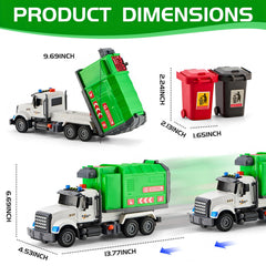 LerBao garbage truck toy rear dump bed with air-pressure action for realistic dumping