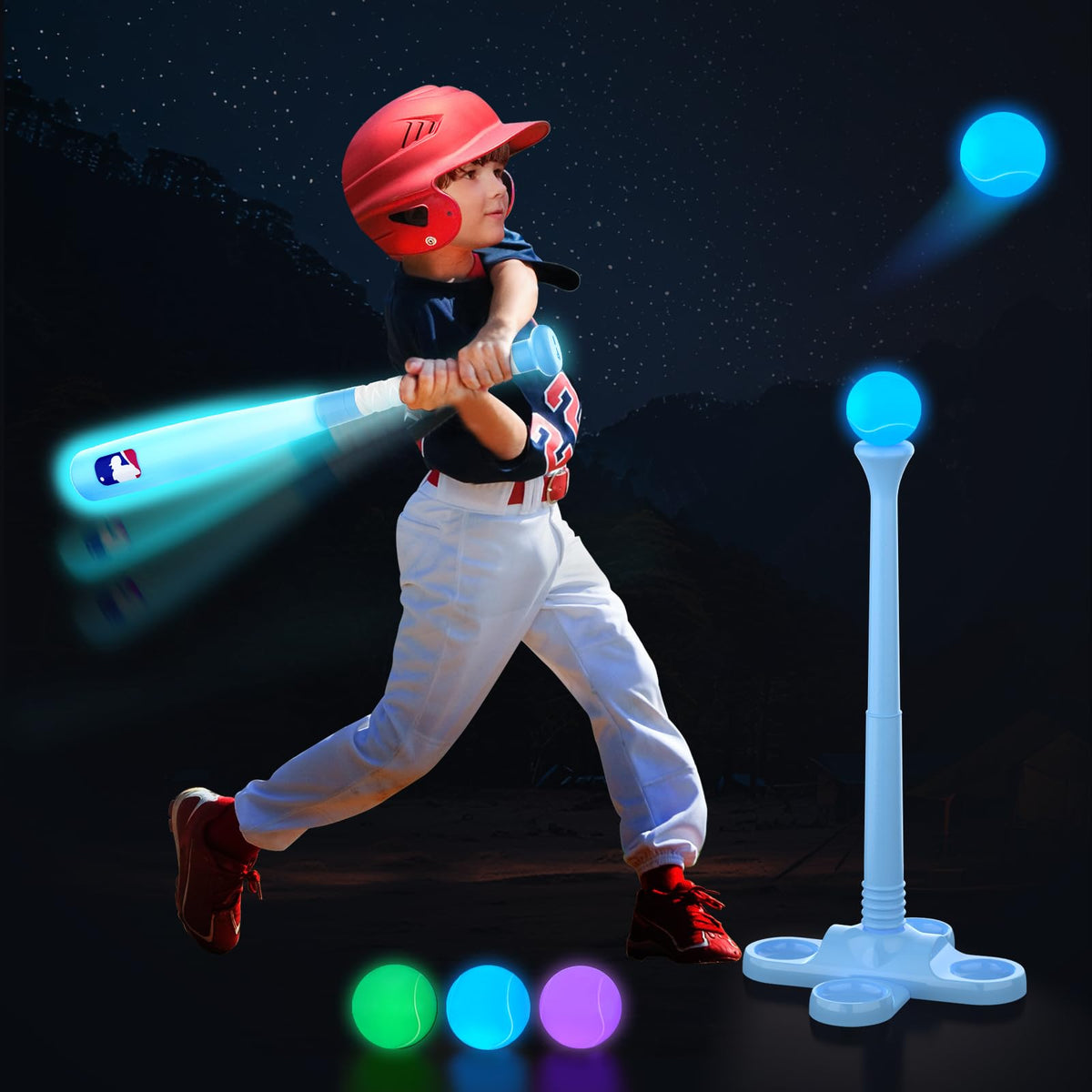 Leshein LED Tee Ball set glow bat for day and night play