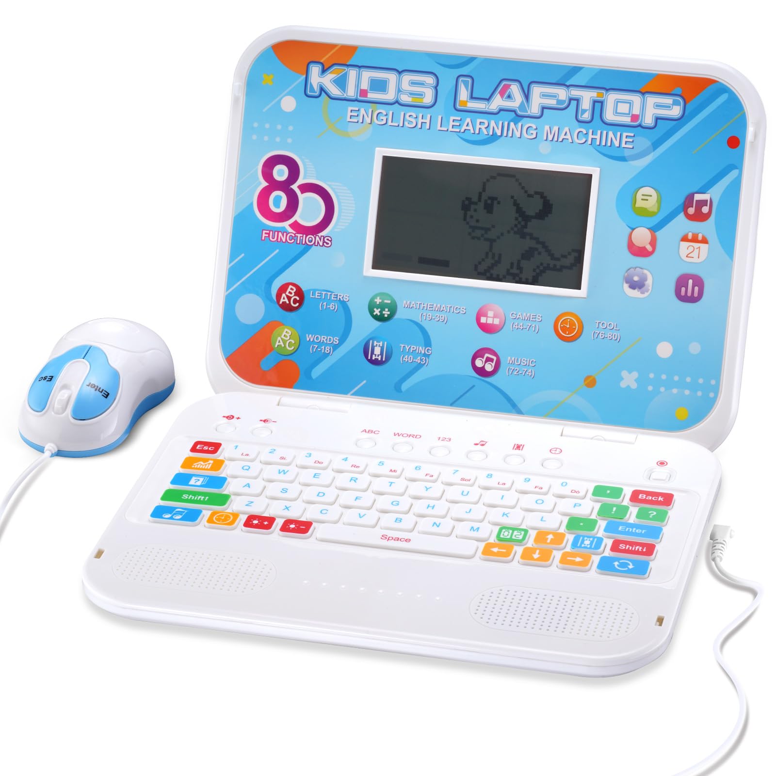 LESHITIAN Kids Laptop front view shows a compact, kid-friendly design for easy handling.