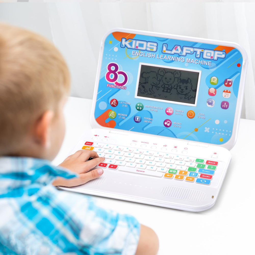 LESHITIAN Kids Laptop learning modes icons photo showcases varied activities.