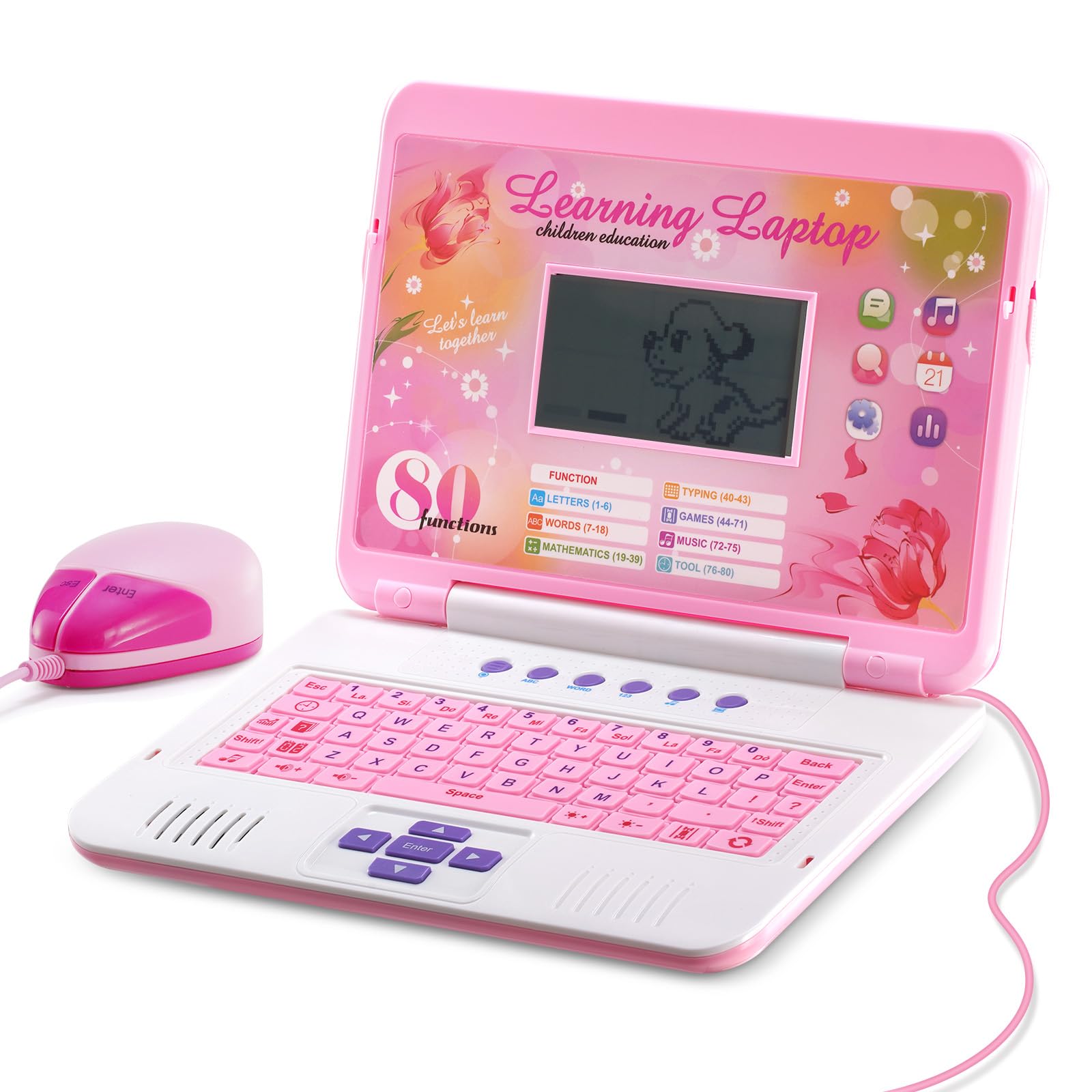 LESHITIAN Kids Laptop with real keyboard for early typing practice