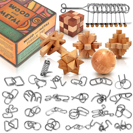 Lesong Brain Teaser iron link puzzle close-up for focus and logic practice