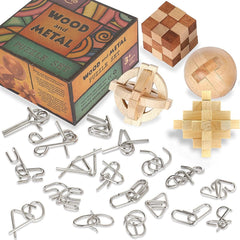 LESONG brain teasers 22-pack puzzle set for solo or group play and focus practice
