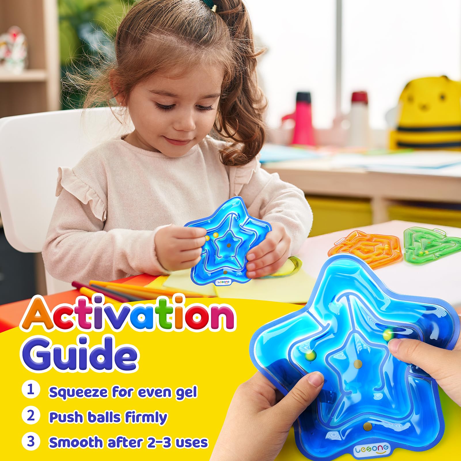 Lesong bright colors sensory toy aids visual development during classroom activities.