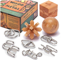 LESONG coil wire puzzle in metal and wood for mindful problem solving