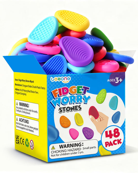 LESONG fidget stone front view with vibrant colors for classroom prizes