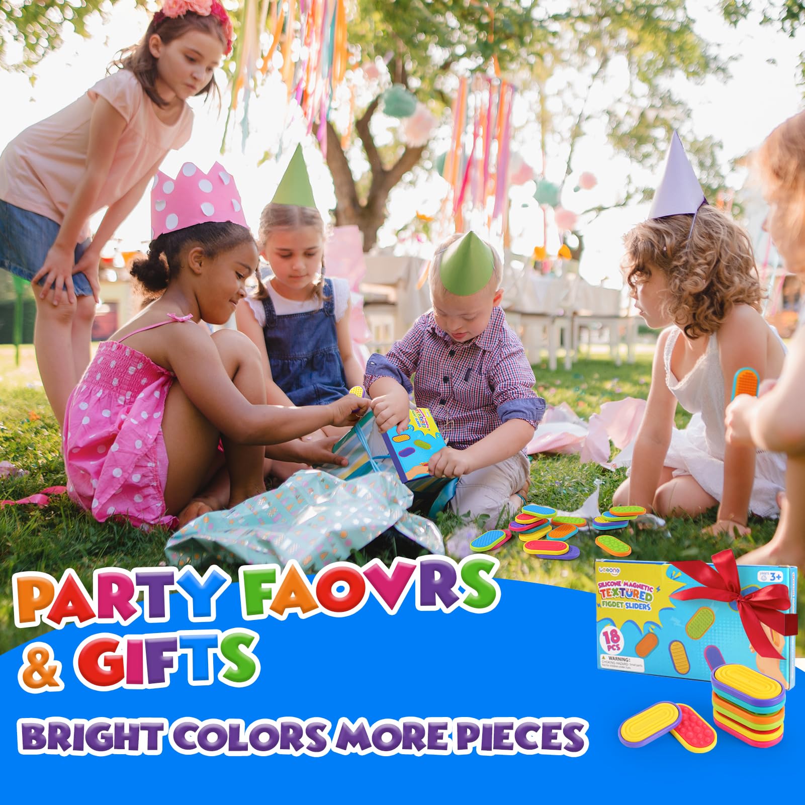 Lesong party favors: magnetic sliders in use for creative goody bag entertainment.