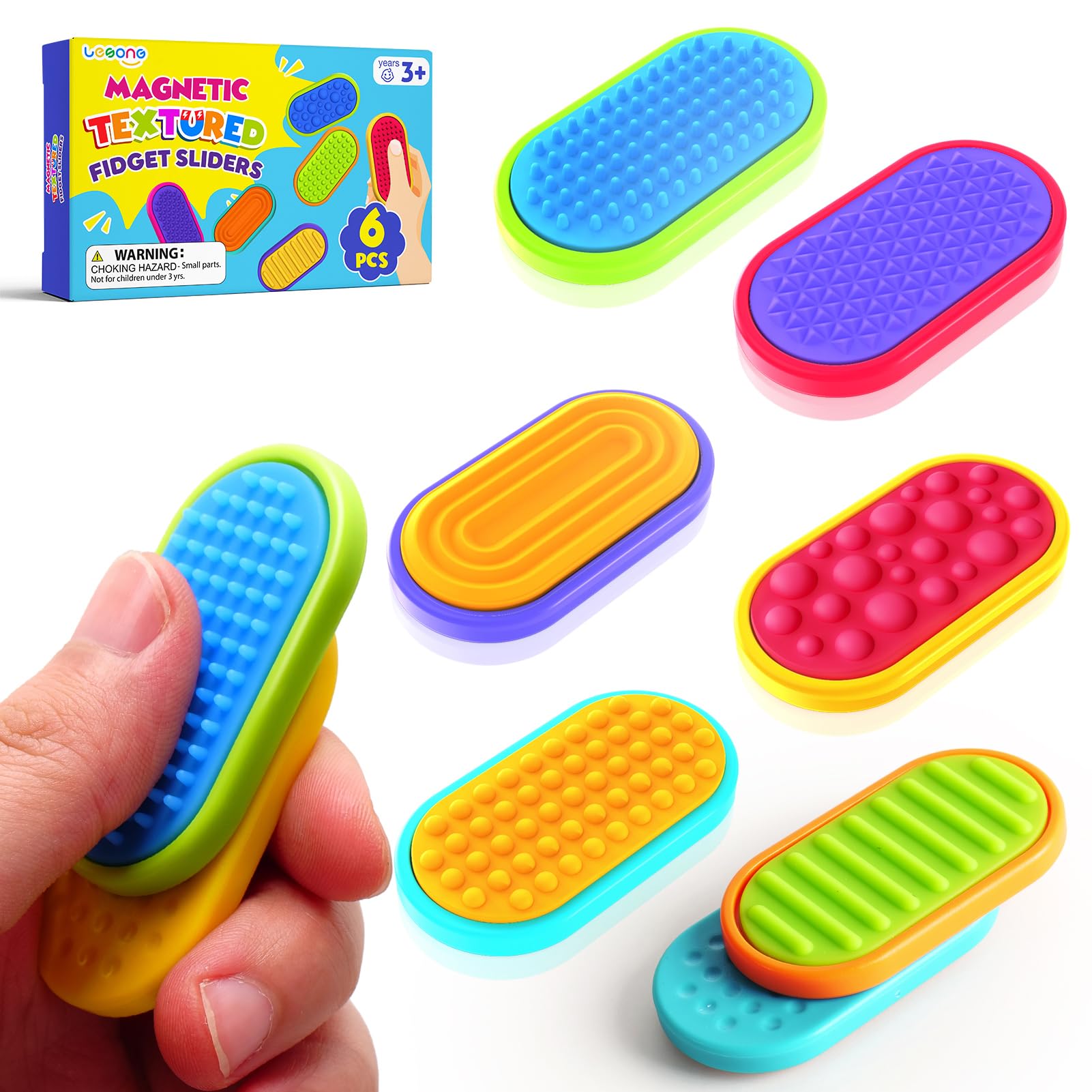 Lesong sensory magnetic sliders in bright colors for tactile engagement