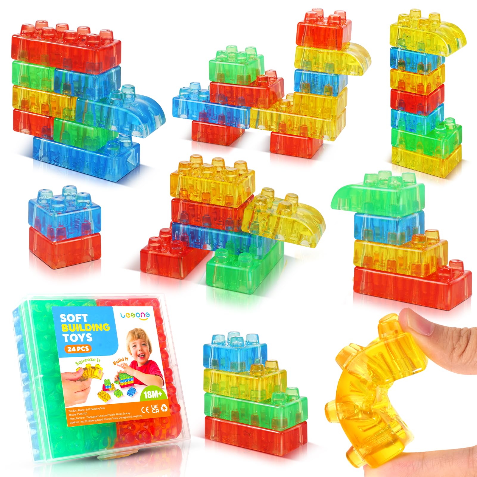 Lesong sensory soft blocks in assembly play encourage creative stacking and fine motor skills.