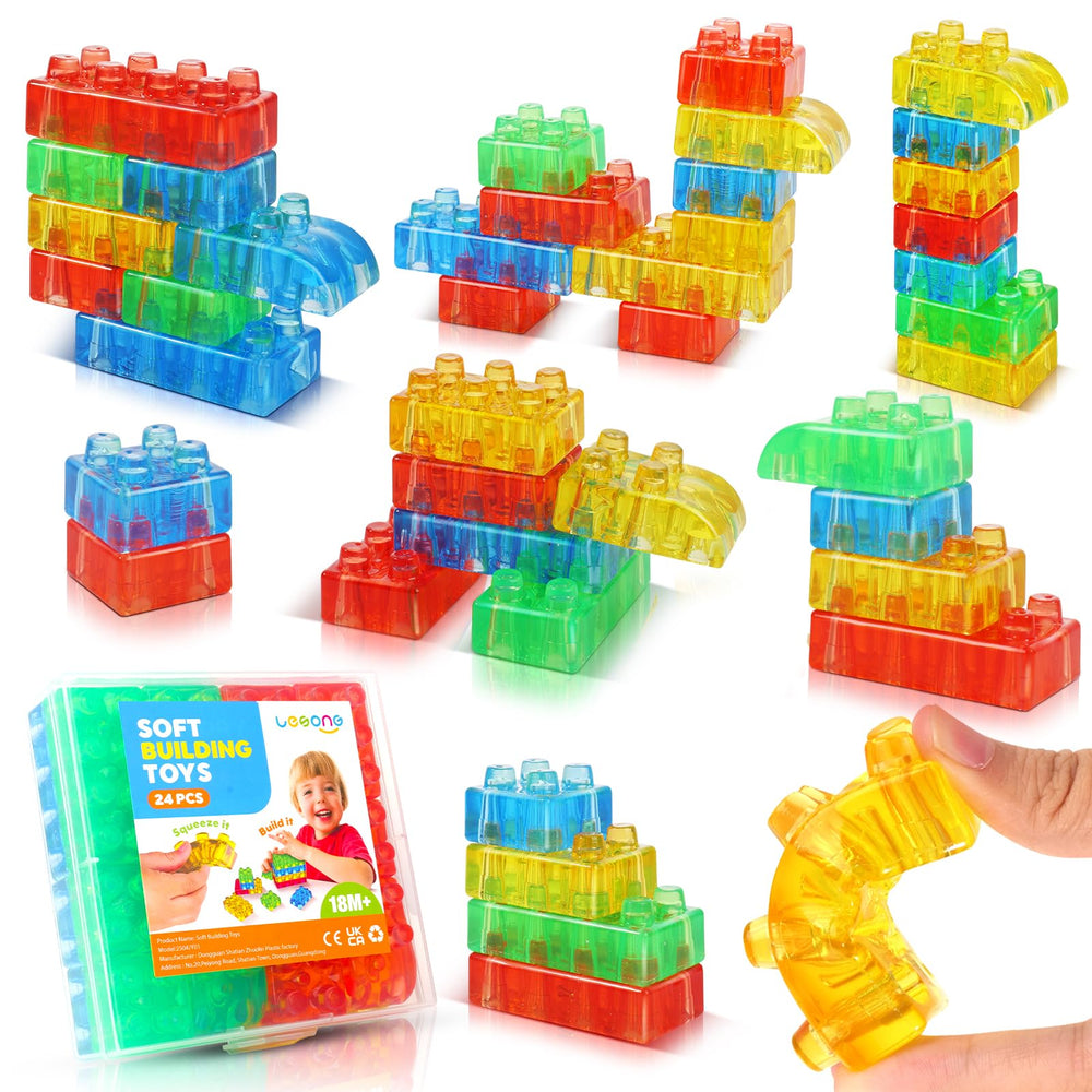 Lesong sensory soft blocks in assembly play encourage creative stacking and fine motor skills.