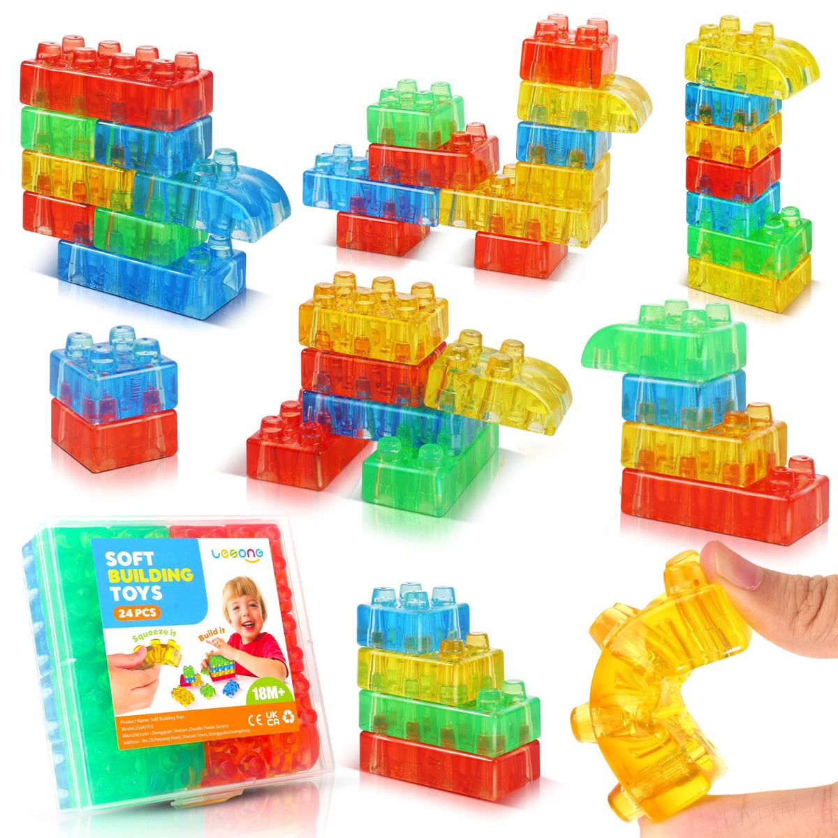 Lesong sensory soft blocks in assembly play encourage creative stacking and fine motor skills.