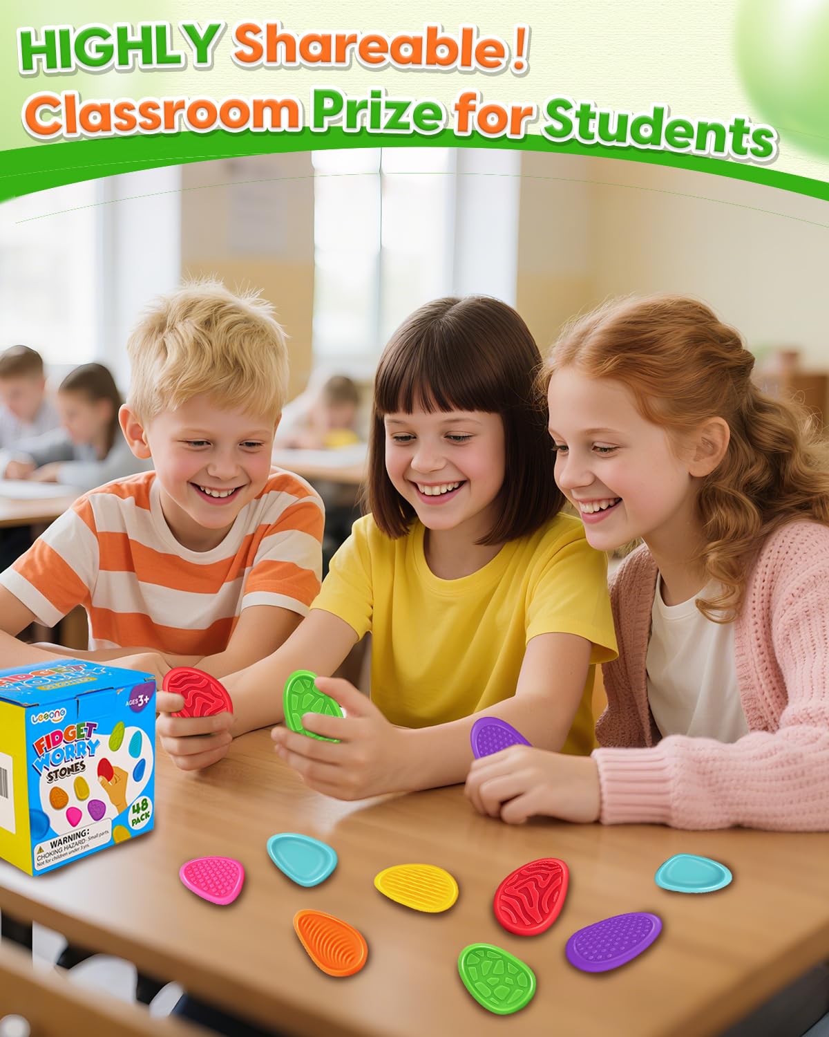 LESONG silicone-washable stones in bright hues easy to clean and reuse