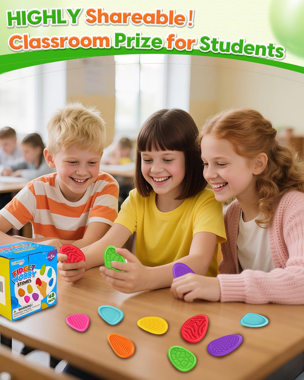 LESONG silicone-washable stones in bright hues easy to clean and reuse