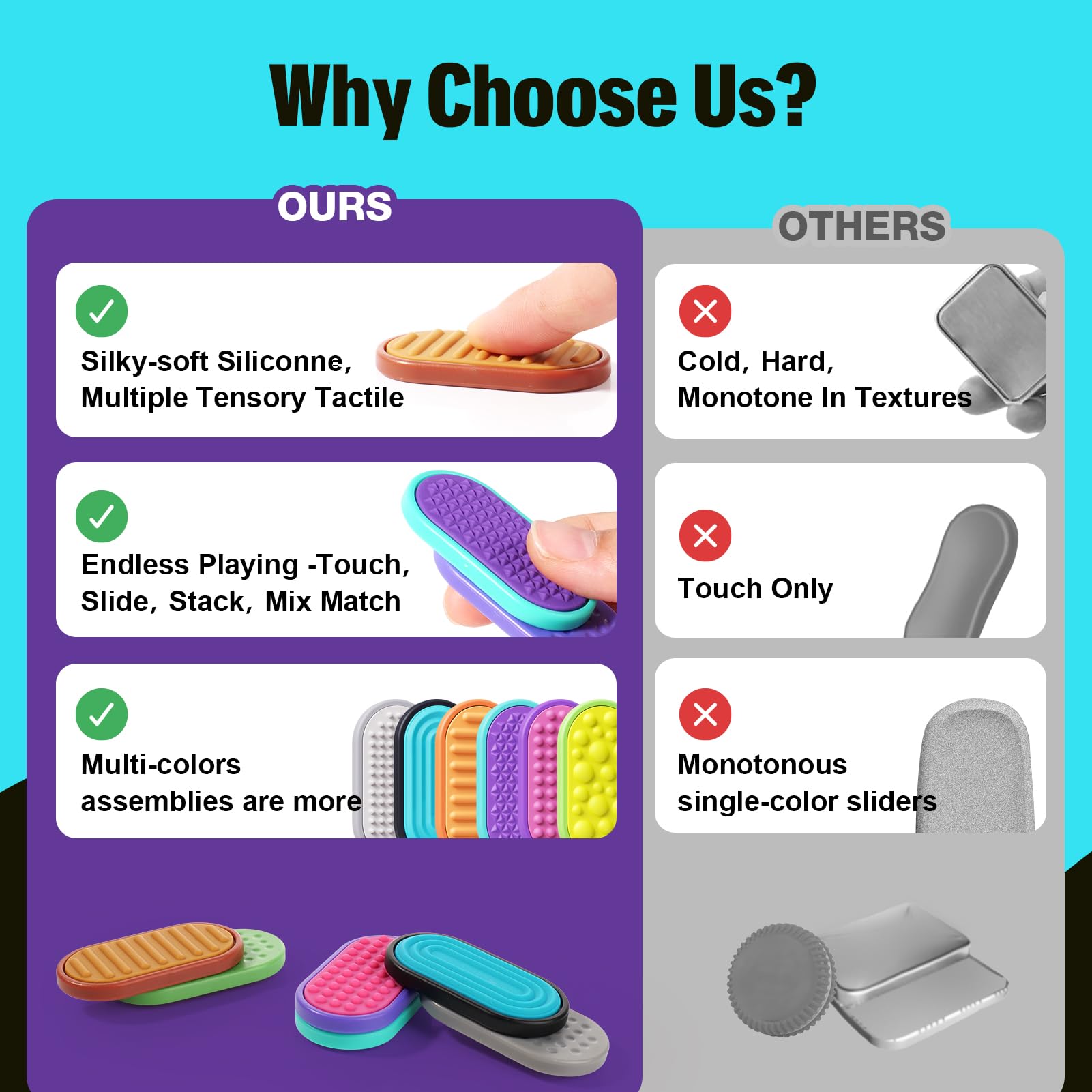 LESONG textured sliders showing varied surfaces for sensory input in class
