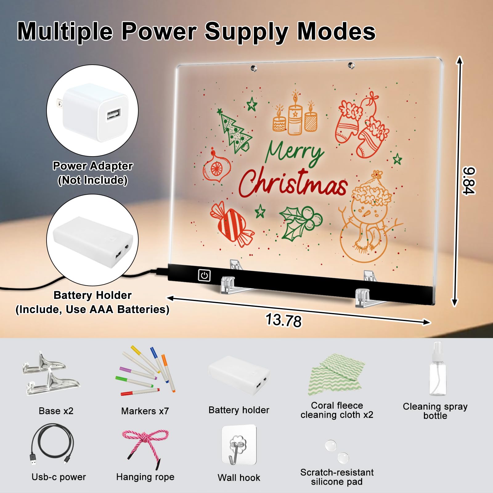 LESOON LED Note Board contents kit — complete setup for easy use anywhere.
