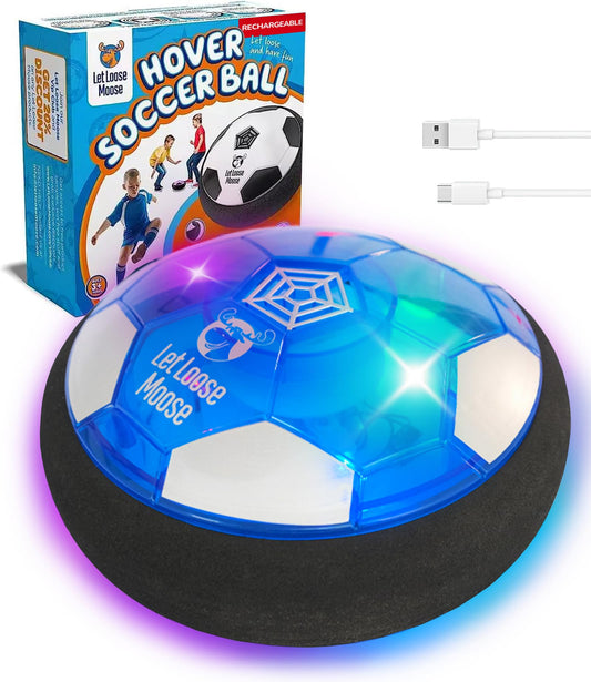 Let Loose Moose hover ball with rechargeable battery enabling extended indoor play sessions.
