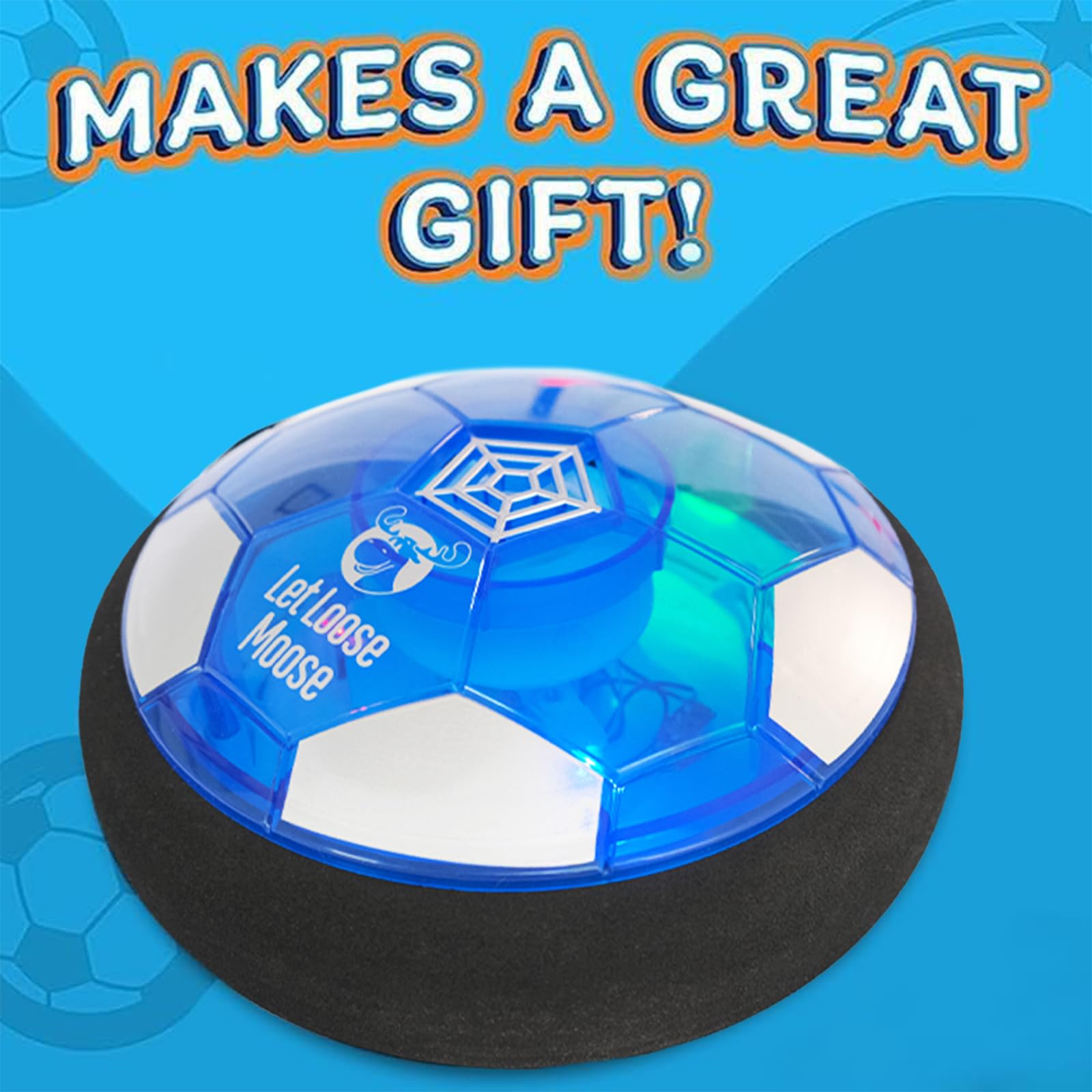 Let Loose Moose hover ball features soft foam bumpers to protect furniture.
