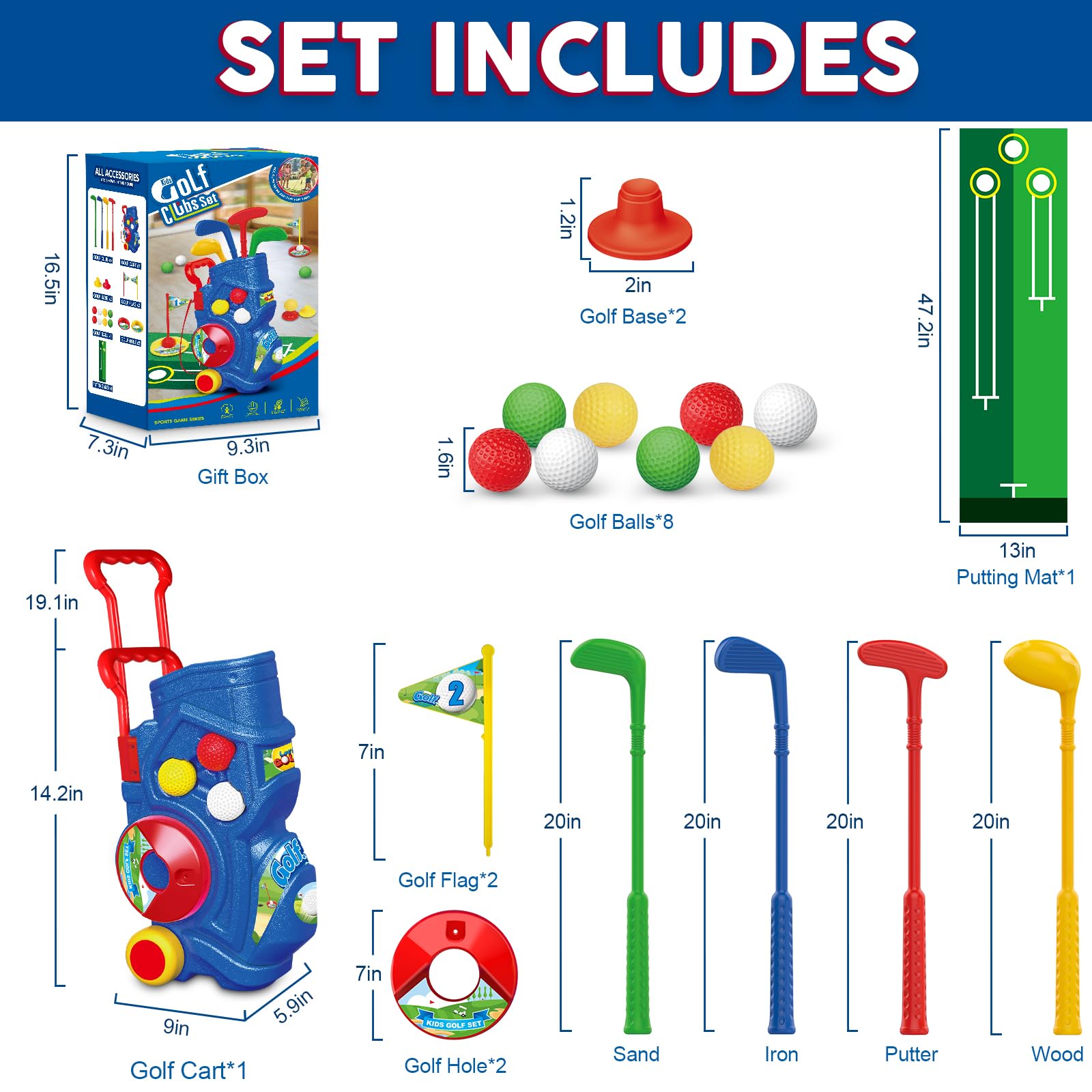 Letapapa four-club set with double-sided design for versatility.