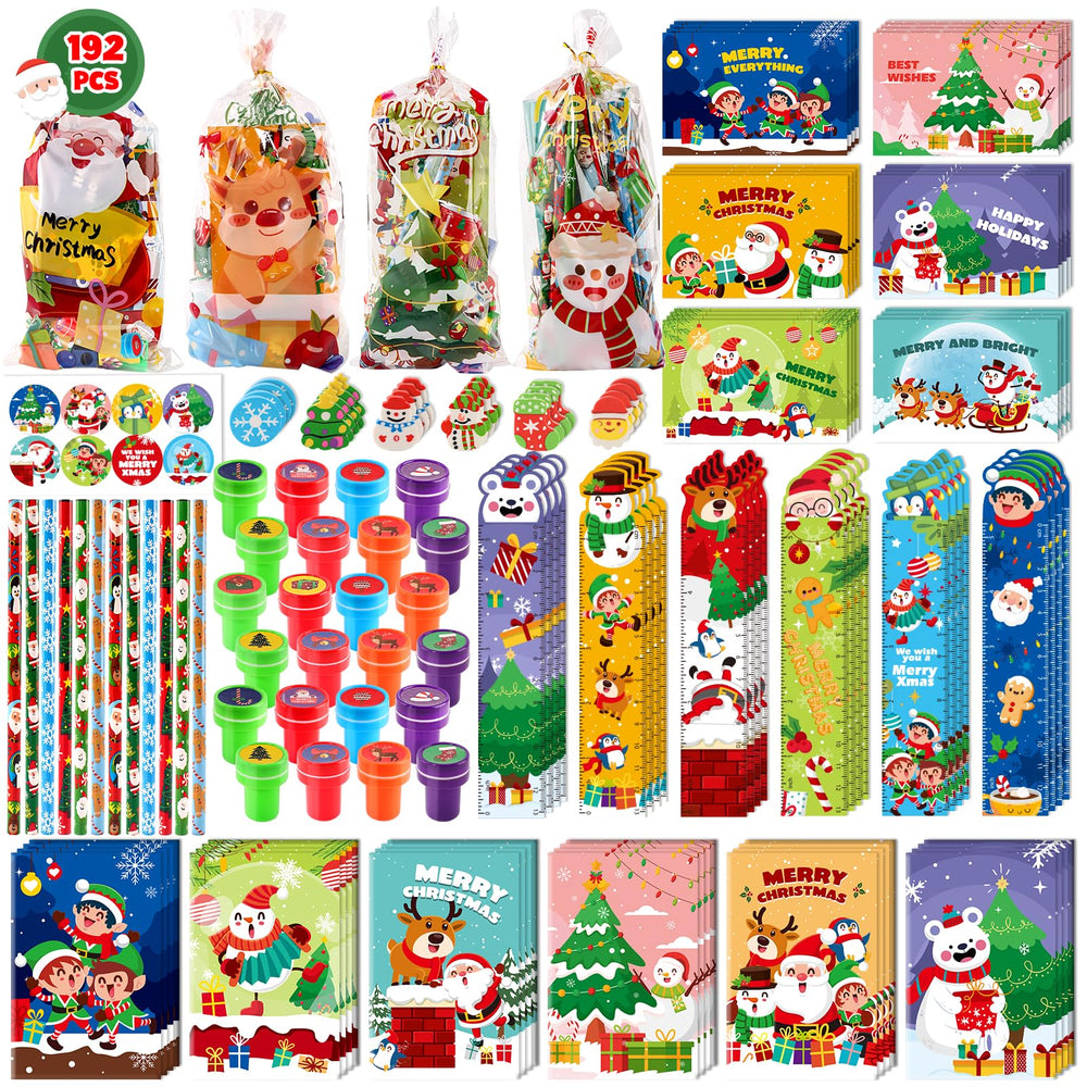 Letapapa Christmas stationery gift bags with vibrant designs for classroom rewards.